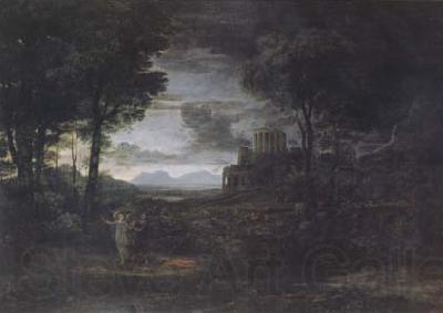 Claude Lorrain Nocturnal Landscape with Jacob and the Angel (mk17) Norge oil painting art